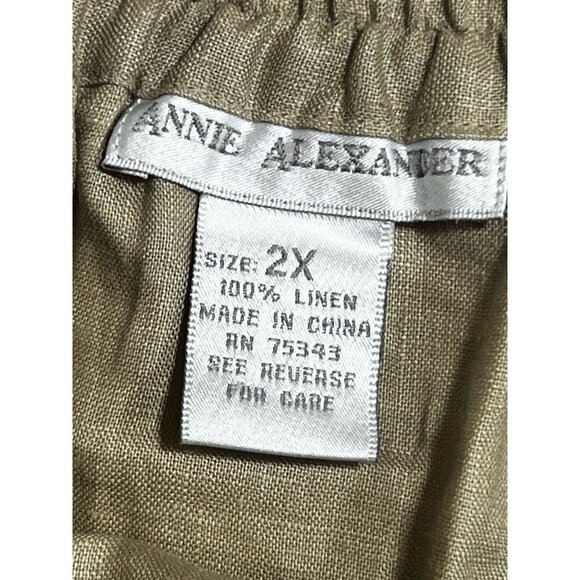 Annie Alexander Linen Skirt Jacket Top Khaki 22W Plus Cottagecore Vintage Retro - Picture 8 of 16